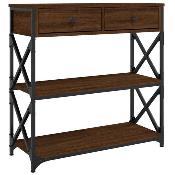 vidaXL konsolbord 75x28x75 cm konstrueret træ brun egetræsfarve