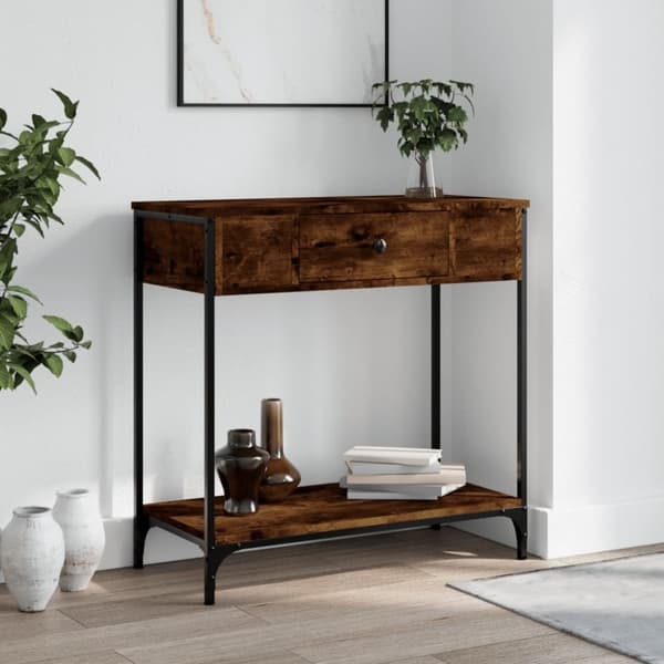vidaXL konsolbord 75x34,5x75 cm konstrueret træ røget egetræsfarve