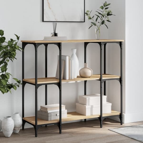 vidaXL konsolbord 102x35x90 cm konstrueret træ sonoma-eg