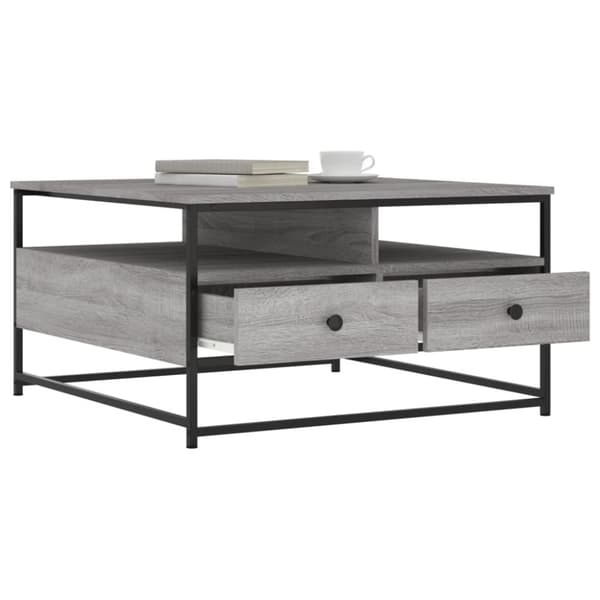 vidaXL Soffbord grå sonoma 80x80x45 cm konstruerat trä