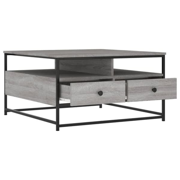 vidaXL Soffbord grå sonoma 80x80x45 cm konstruerat trä