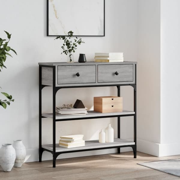 vidaXL konsolbord 72,5x25x75 cm konstrueret træ grå sonoma-eg