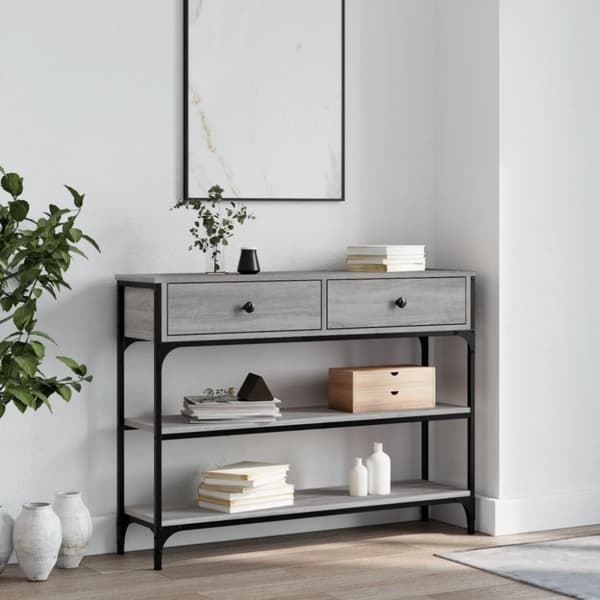 vidaXL konsolbord 100x25x75 cm konstrueret træ grå sonoma-eg