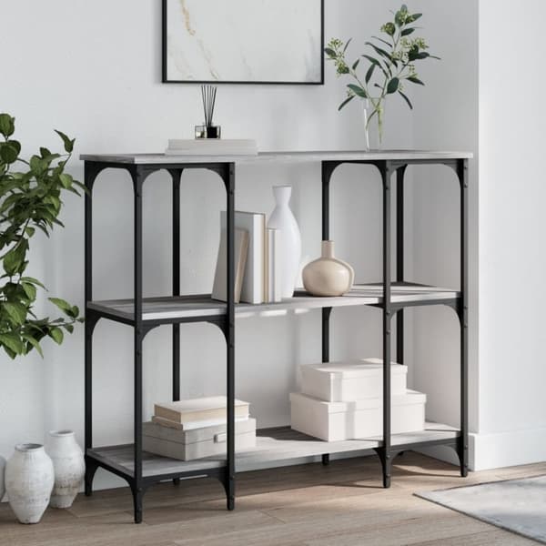 vidaXL Konsolipöytä harmaa Sonoma 100x34,5x75 cm tekninen puu