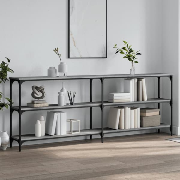 vidaXL konsolbord 200x29x75 cm konstrueret træ grå sonoma-eg