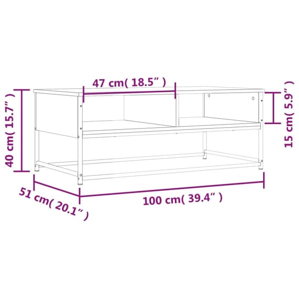 vidaXL sofabord 100x51x40 cm konstrueret træ røget egetræsfarve
