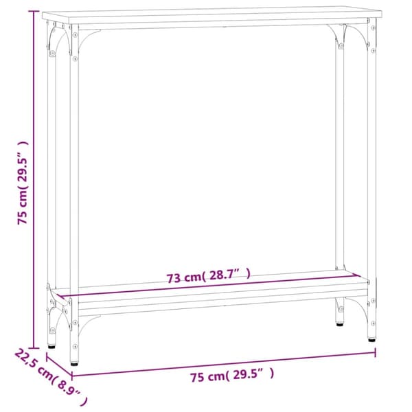 vidaXL Konsollbord brun eik 75x22,5x75 cm konstruert tre