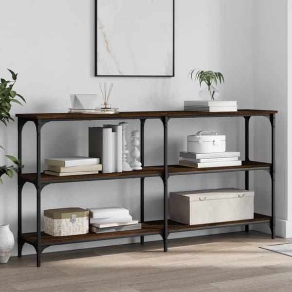 vidaXL konsolbord 150x29x75 cm konstrueret træ brun egetræ