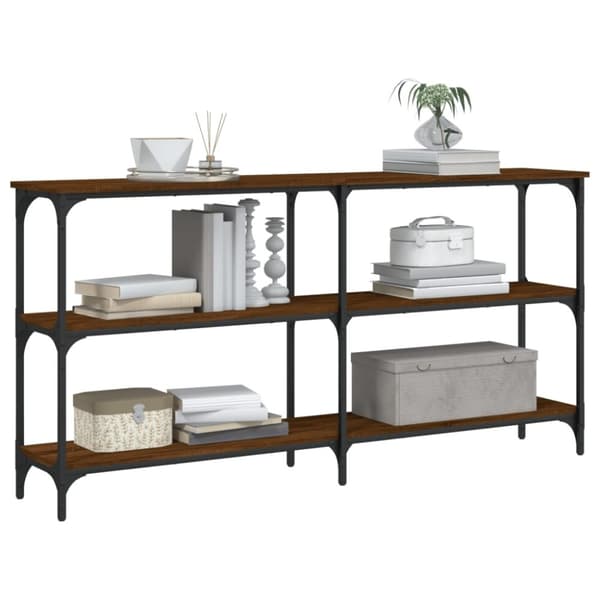 vidaXL konsolbord 150x29x75 cm konstrueret træ brun egetræ