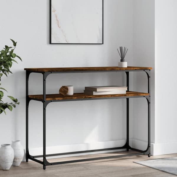vidaXL konsolbord 100x35,5x75 cm konstrueret træ røget egetræsfarve