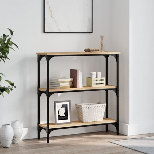 vidaXL konsolbord 75x22,5x75 cm konstrueret træ sonoma-eg