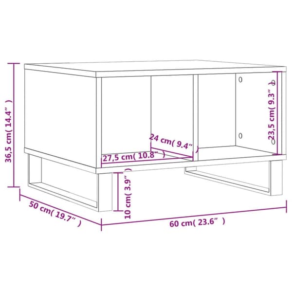vidaXL Soffbord betonggrå 60x50x36,5 cm konstruerat trä