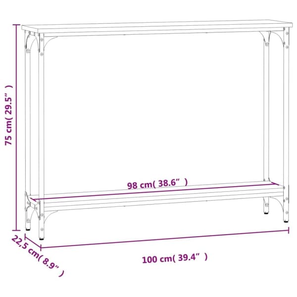vidaXL Konsollbord brun eik 100x22,5x75 cm konstruert tre