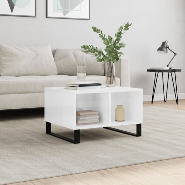 vidaXL sofabord 60x50x36,5 cm konstrueret træ hvid højglans