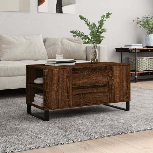 vidaXL Soffbord brun ek 102x44,5x50 cm konstruerat trä