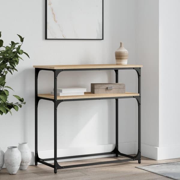 vidaXL konsolbord 75x35,5x75 cm konstrueret træ sonoma-eg