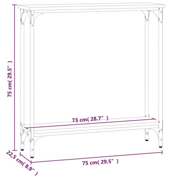 vidaXL Konsolbord svart 75x22,5x75 cm konstruerat trä