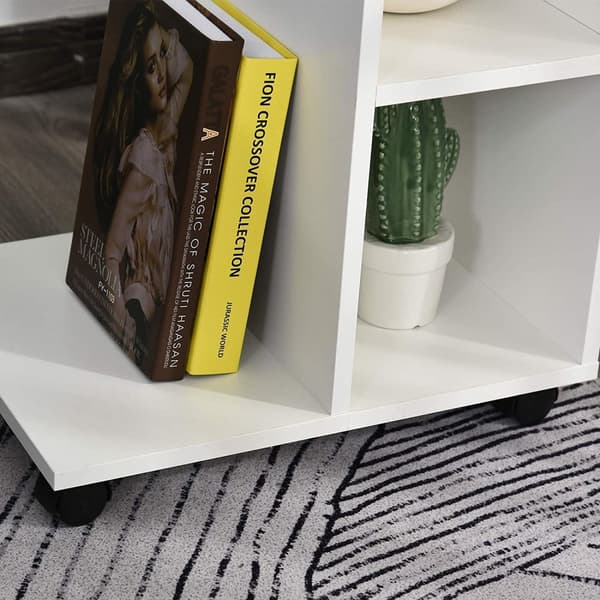 Sidebord - med hjul - 45x35x58 cm - Hvid
