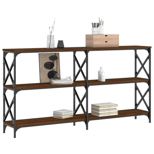 vidaXL konsolbord 200x28x80,5 cm konstrueret træ brun egetræ