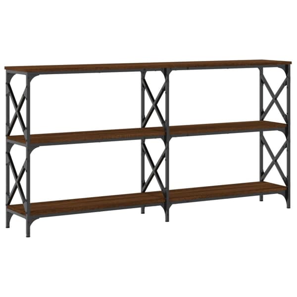vidaXL konsolbord 200x28x80,5 cm konstrueret træ brun egetræ