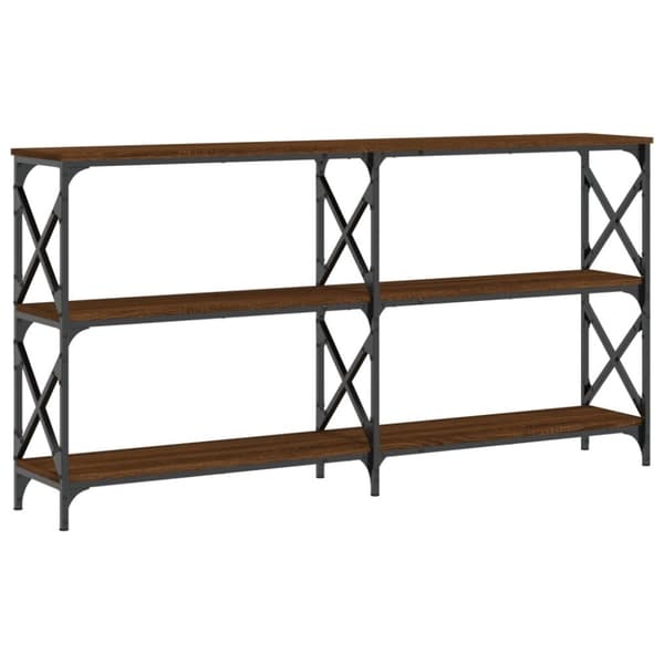 vidaXL konsolbord 200x28x80,5 cm konstrueret træ brun egetræ