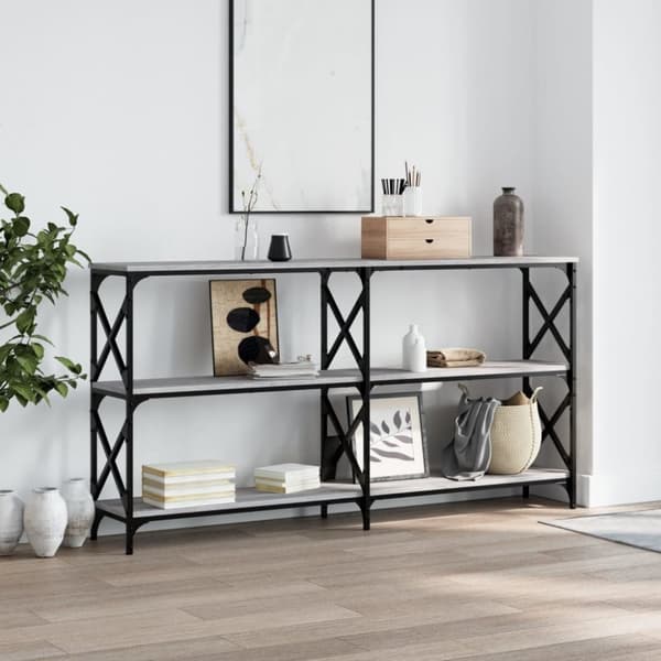 vidaXL Konsolipöytä harmaa Sonoma 156x28x80,5 cm tekninen puu