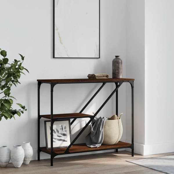 vidaXL Konsolipöytä ruskea tammi 88,5x30x75 cm tekninen puu