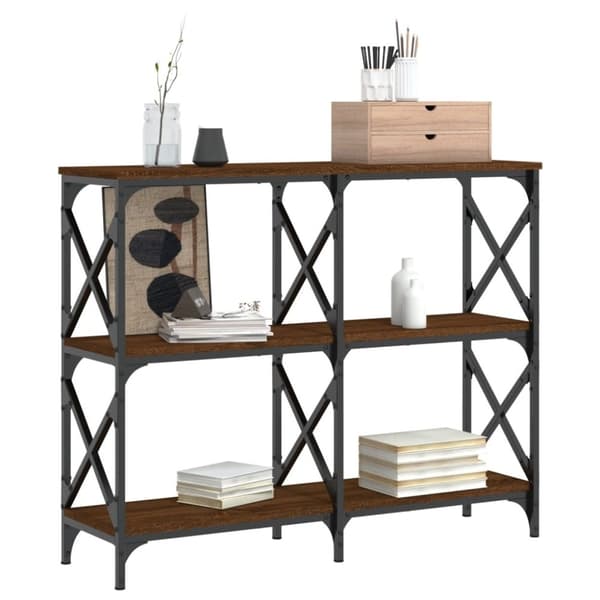 vidaXL konsolbord 100x28x80,5 cm konstrueret træ brun egetræ