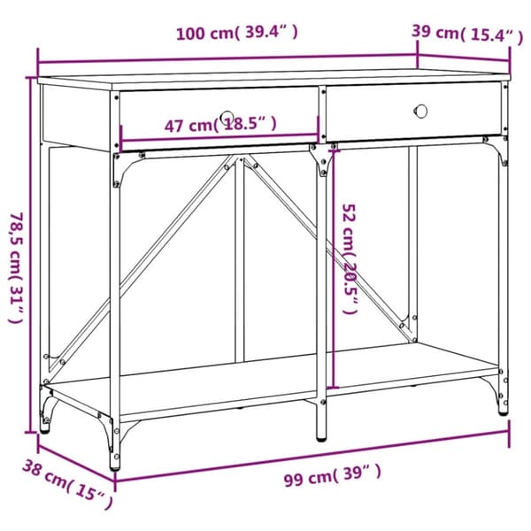 vidaXL Avlastningsbord brun ek 100x39x78,5 cm konstruerat trä