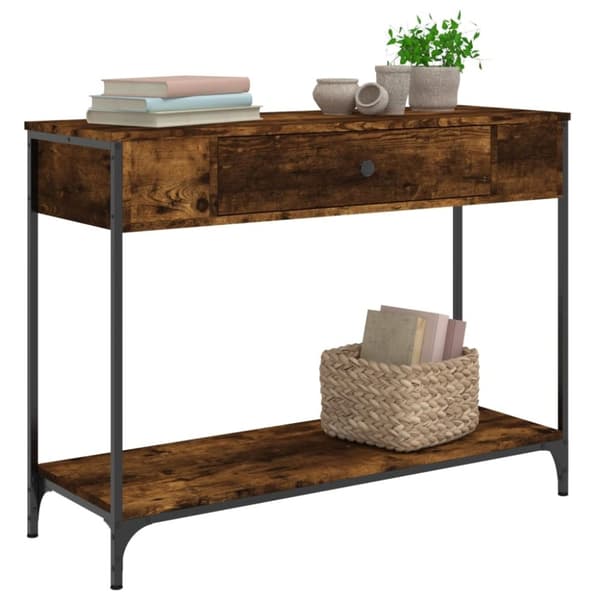 vidaXL konsolbord 100x34,5x75 cm konstrueret træ røget egetræsfarve