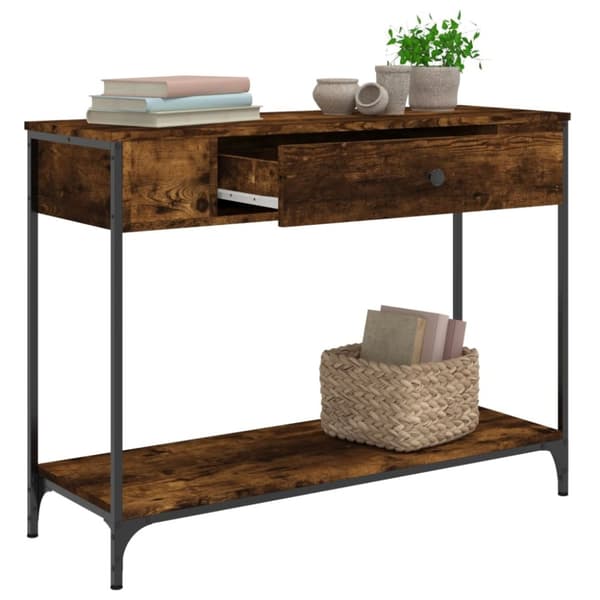 vidaXL konsolbord 100x34,5x75 cm konstrueret træ røget egetræsfarve