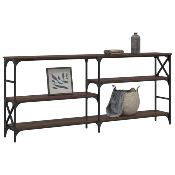 vidaXL konsolbord 180x29x76,5 cm konstrueret træ brun egetræ