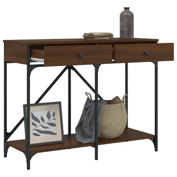 vidaXL konsolbord 100x39x78,5 cm konstrueret træ brun egetræsfarve