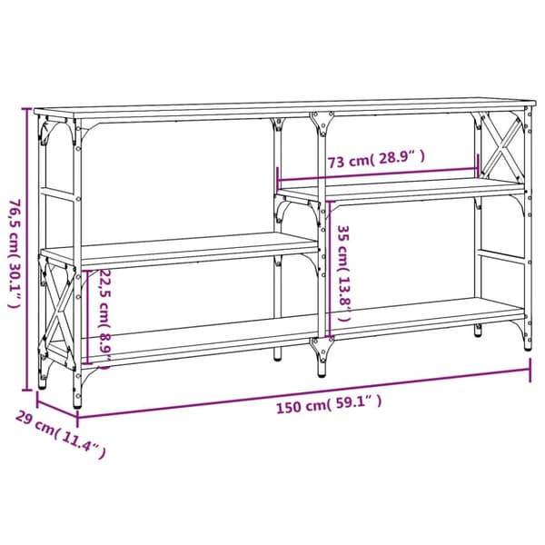 vidaXL konsolbord 150x29x76,5 cm konstrueret træ grå sonoma-eg
