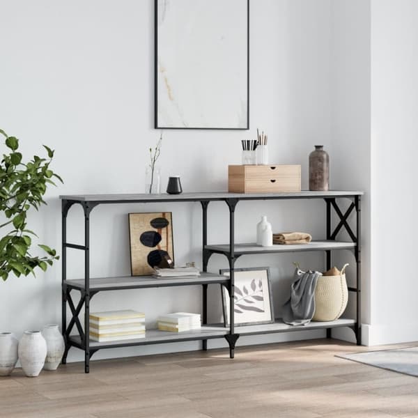 vidaXL konsolbord 150x29x76,5 cm konstrueret træ grå sonoma-eg