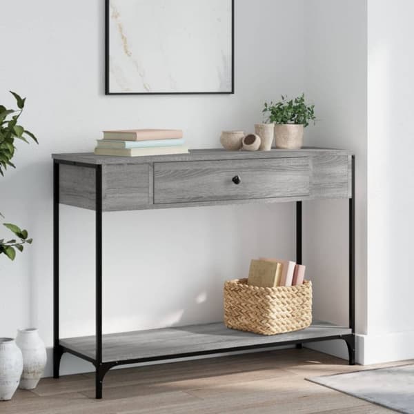 vidaXL konsolbord 100x34,5x75 cm konstrueret træ grå sonoma-eg