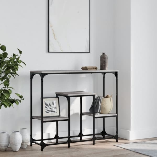 vidaXL konsolbord 89,5x28x76 cm konstrueret træ grå sonoma-eg