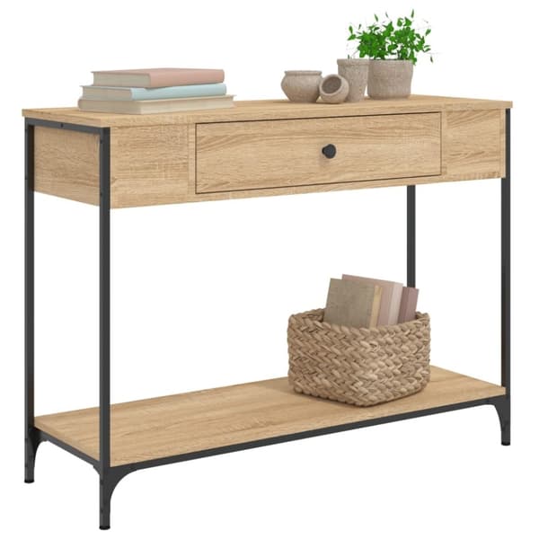 vidaXL konsolbord 100x34,5x75 cm konstrueret træ sonoma-eg