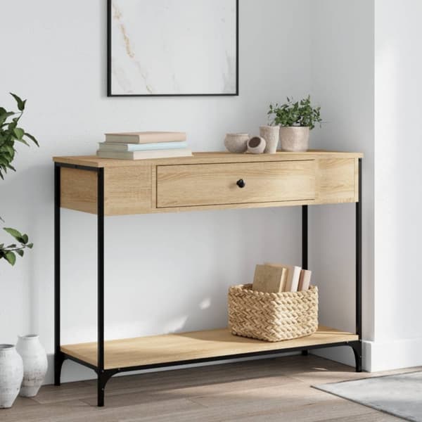 vidaXL konsolbord 100x34,5x75 cm konstrueret træ sonoma-eg