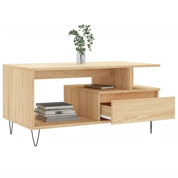 vidaXL Salongbord sonoma eik 90x49x45 cm konstruert tre