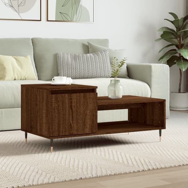 vidaXL sofabord 100x50x45 cm konstrueret træ brun egetræsfarve