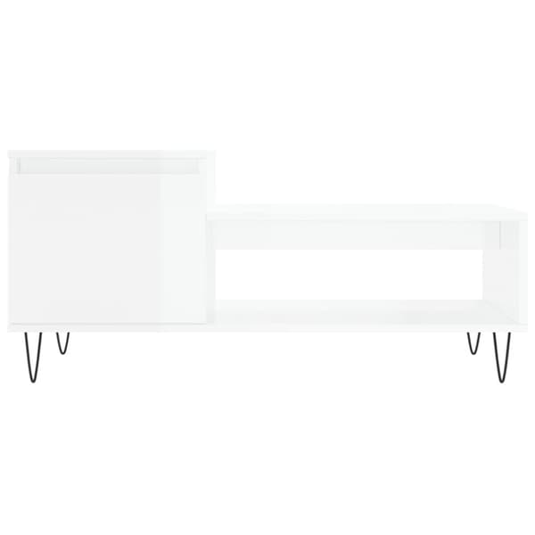 vidaXL Salongbord høyglans hvit 100x50x45 cm konstruert tre