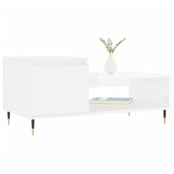 vidaXL Soffbord vit högglans 100x50x45 cm konstruerat trä