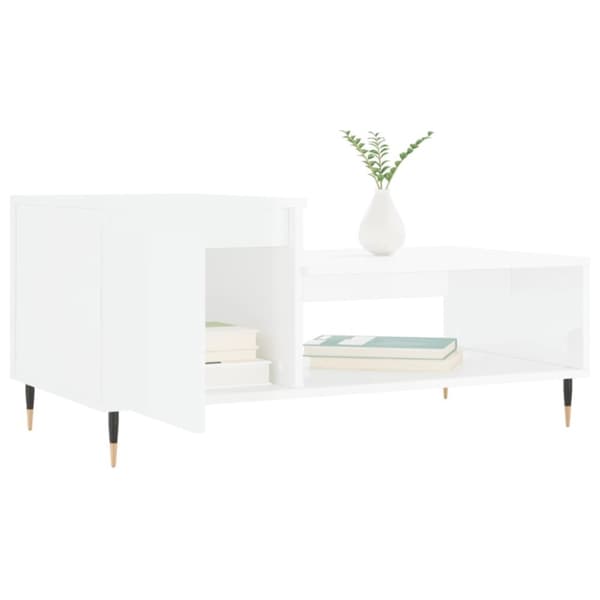 vidaXL Soffbord vit högglans 100x50x45 cm konstruerat trä