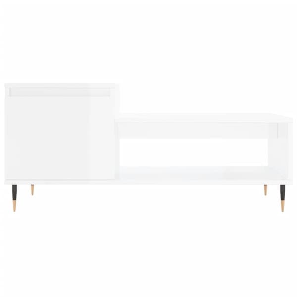 vidaXL Soffbord vit högglans 100x50x45 cm konstruerat trä