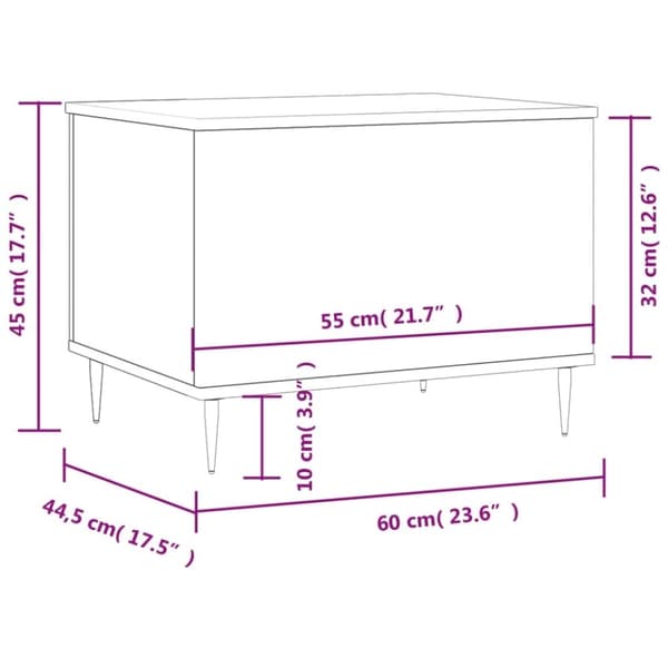 vidaXL Soffbord svart 60x44,5x45 cm konstruerat trä