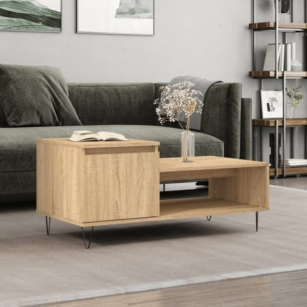 vidaXL sofabord 100x50x45 cm konstrueret træ sonoma-eg