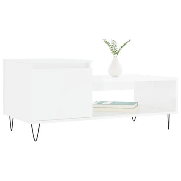 vidaXL sofabord 100x50x45 cm konstrueret træ hvid højglans