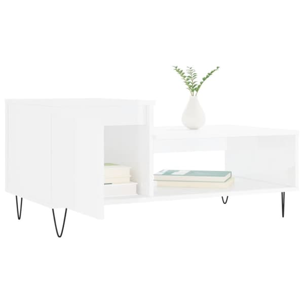 vidaXL sofabord 100x50x45 cm konstrueret træ hvid højglans