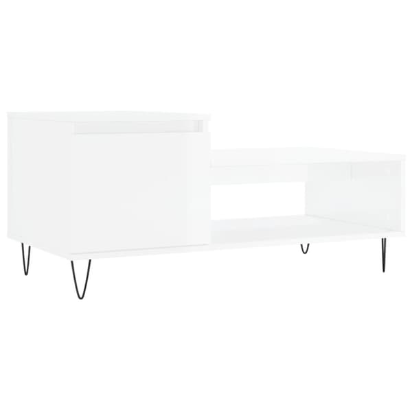 vidaXL sofabord 100x50x45 cm konstrueret træ hvid højglans